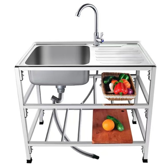 Farry 간이 이동식 싱크대 세면대 스텐 업소용싱크대, 주방싱크대 싱크대개수대  세면대수전 세트