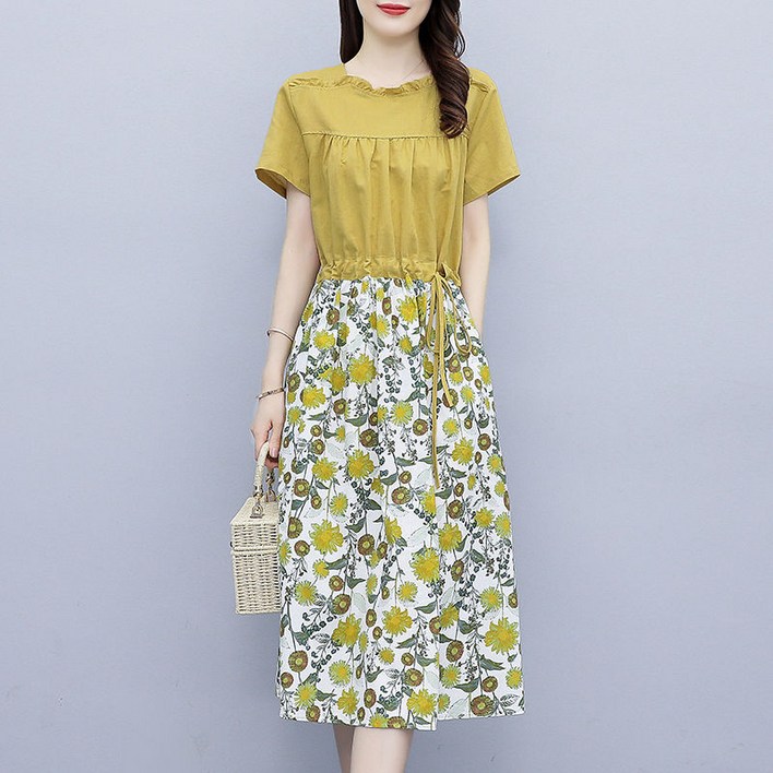 셀럽당 여성 여름 원피스 빅사이즈 반팔 미디스커트 K1286KR