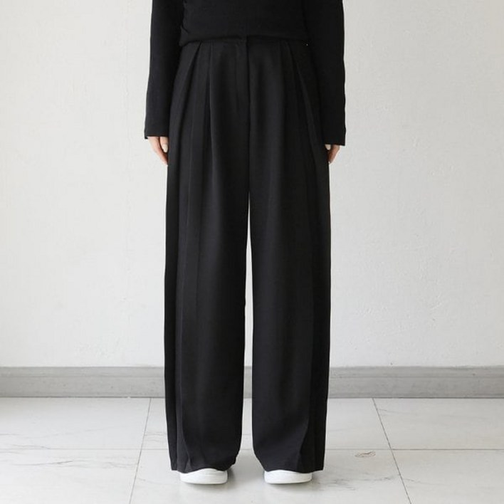 시크폭스 여성용 세이티 투 핀턱 와이드 슬랙스