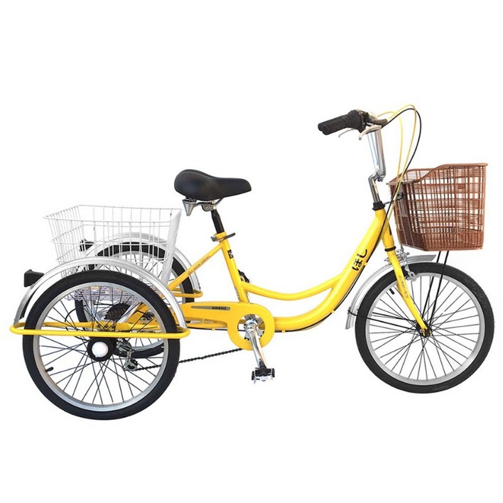 지멘스 자전거지멘스 성인삼륜자전거 호시20 시마노7단 바구니 완전조립출고 자전거, 165cm, 호시옐로우크롬무료조립, 1개