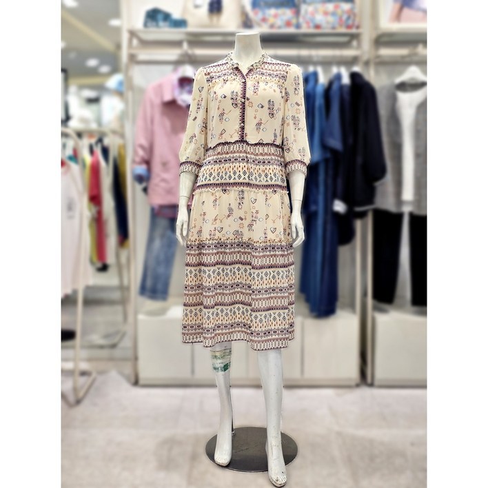 크로커다일레이디 에스닉 패턴 쉬폰 원피스 CLEMOP111