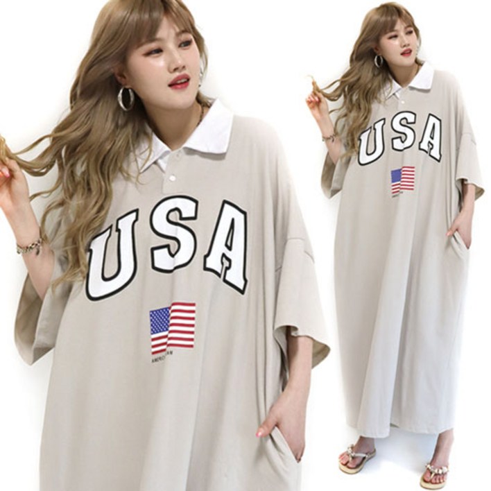 현이네 USA 카라 반팔롱 원피스 55120 까지착용 5 컬러 6XL 현이네 USA 카라 반팔롱 원피스 55120 까지착용 5 컬러 6XL