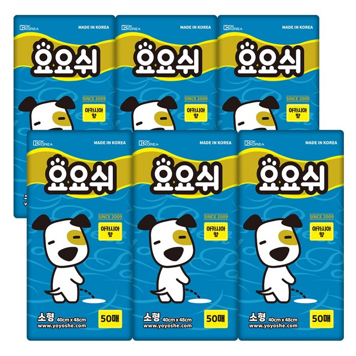 요요쉬 배변패드 소형 40X48cm 스카이 아카시아향 50매, 50개입, 6개