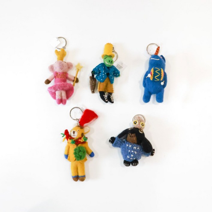 네팔 핸드메이드 양모 펠트 키링 공주마법사유니콘곰돌이부엉이