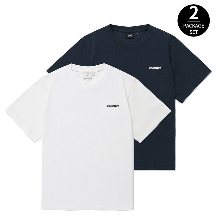 커버낫 본사우먼 에센셜 2PACK 티셔츠 화이트다크 네이비