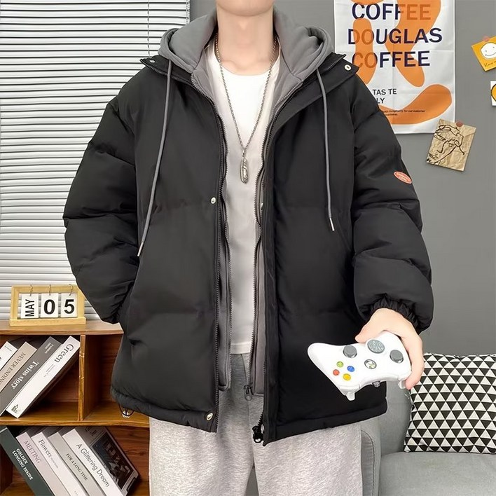 패딩남 루즈핏후드양면커플코트두툼한방풍패딩남