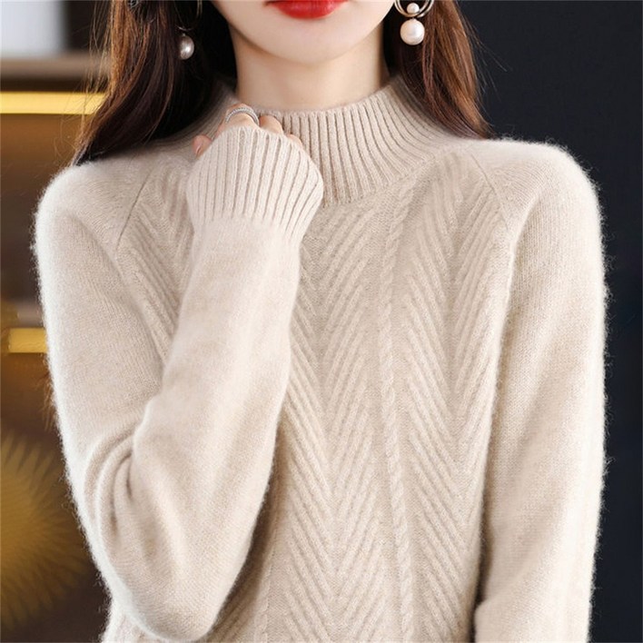 여성 스웨터 겨울 목폴라 니트 스웨터 폴라 긴팔 티셔츠