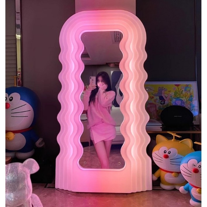 물결 전신 거울 웨이브미러 테두리 조명 피팅 네온