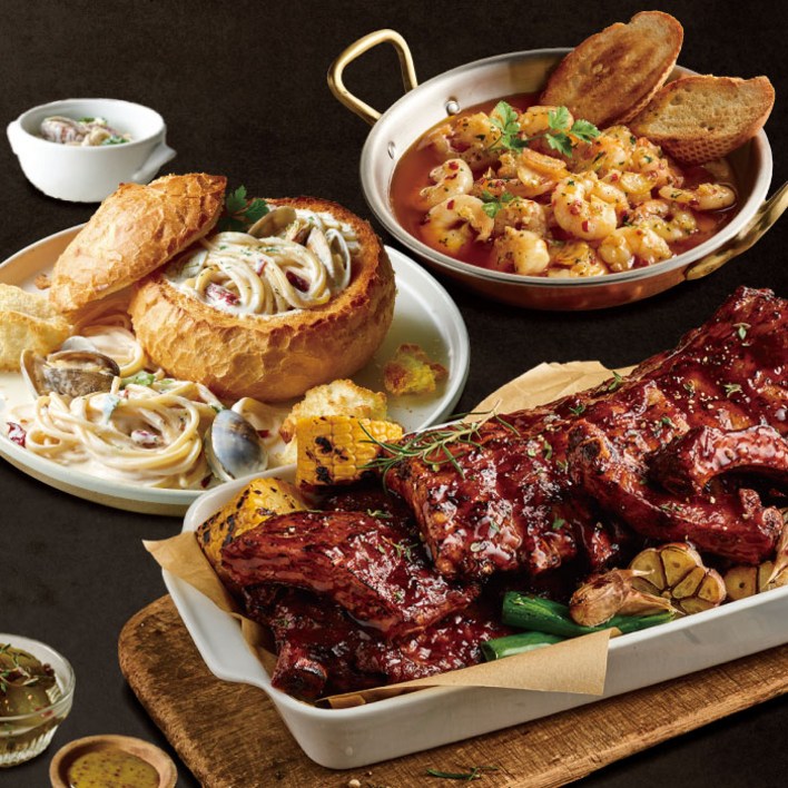 애슐리 홈파티 끝판왕 세트 34인 바베큐 폭립봉골레크림빠네파스타원팩감바스 크리스마스 연말 기념일 가정의달 어버이날 어린이날