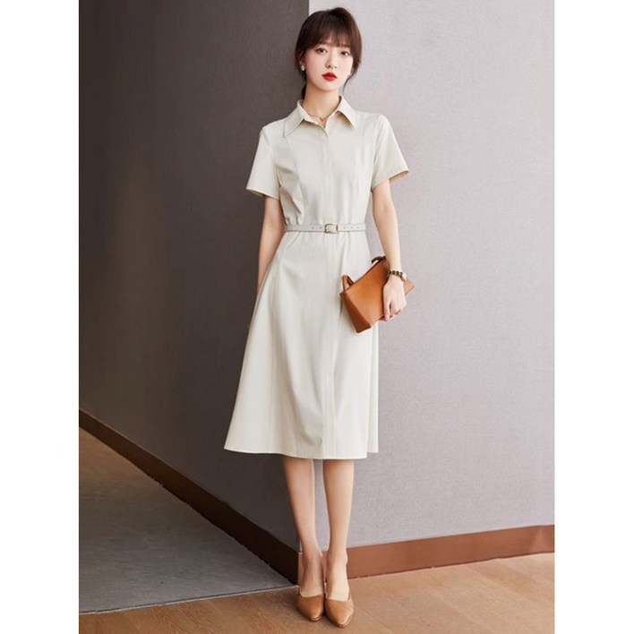 여름 원피스 2025 신상 심플 셔츠 카라 롱 원피스(통근 출근 선생님 추천)