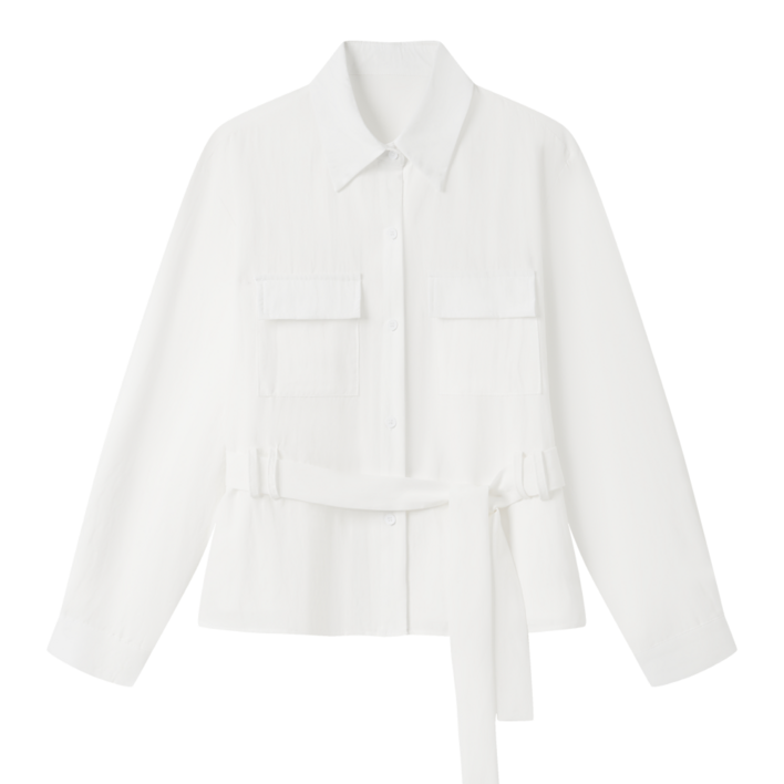 FLC 포켓 벨티드 블라우스