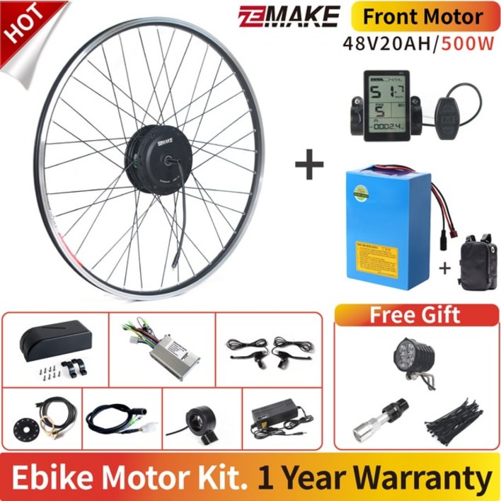 Ebike 모터 키트 배터리 휠 고속 브러시리스 기어 허브 전기 자전거 변환 프론트 프리휠