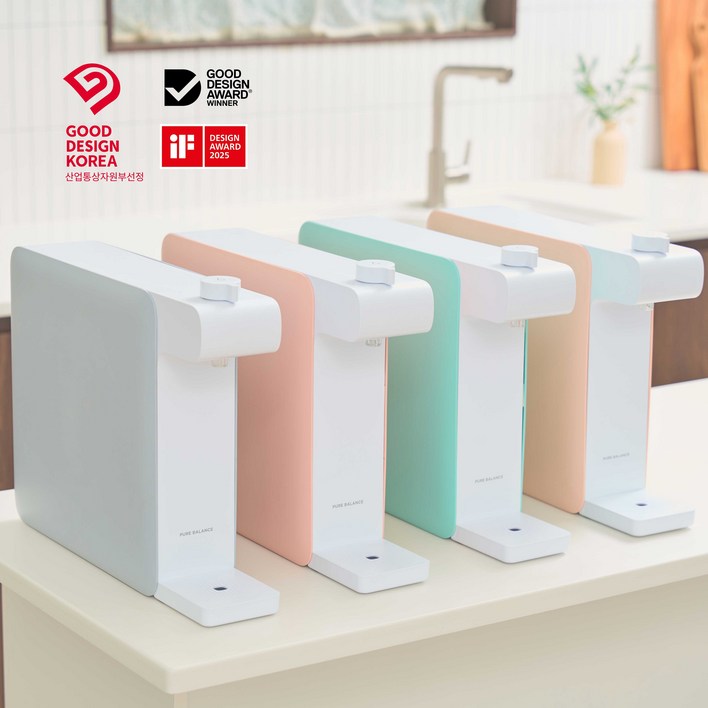 25년형 출시기념특가 퓨어발란스 무전원 직수 정수기 카운터탑 9단계 필터링  자가설치  1년치 필터포함, 코지 핑크