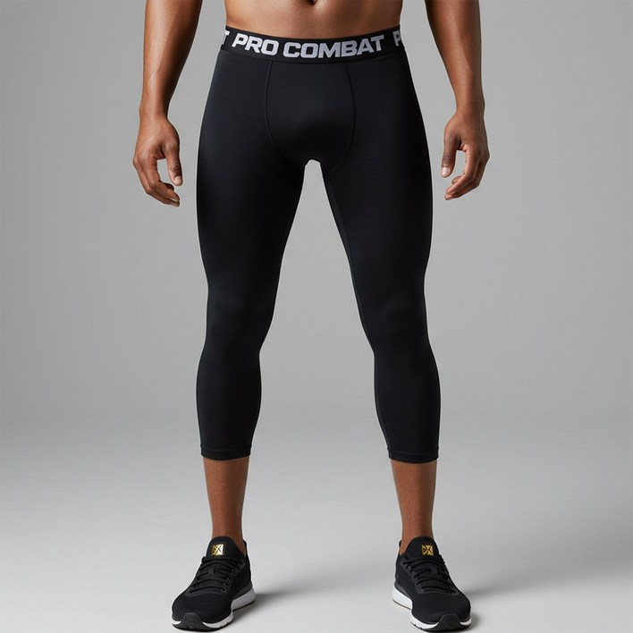 엘마운틴 남자 스포츠 레깅스 타이즈 컴프레션 언더레이어 7부 하의