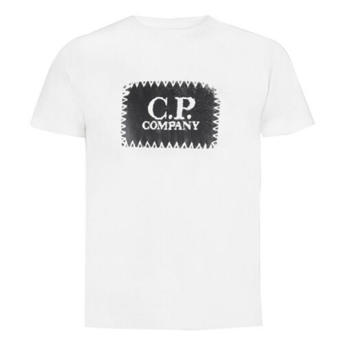 CP컴퍼니 콘트라스트 라벨 로고 티셔츠 화이트 58,530