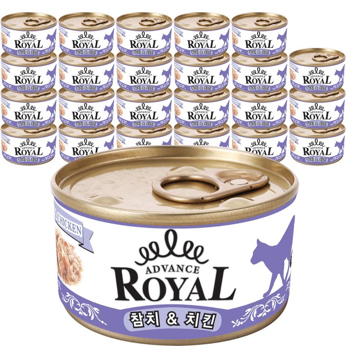 로얄 어드밴스 캔 1box X 24개입 고양이 캔 간식 통조림, 85g, 어드밴스로얄 참치치킨, 24개