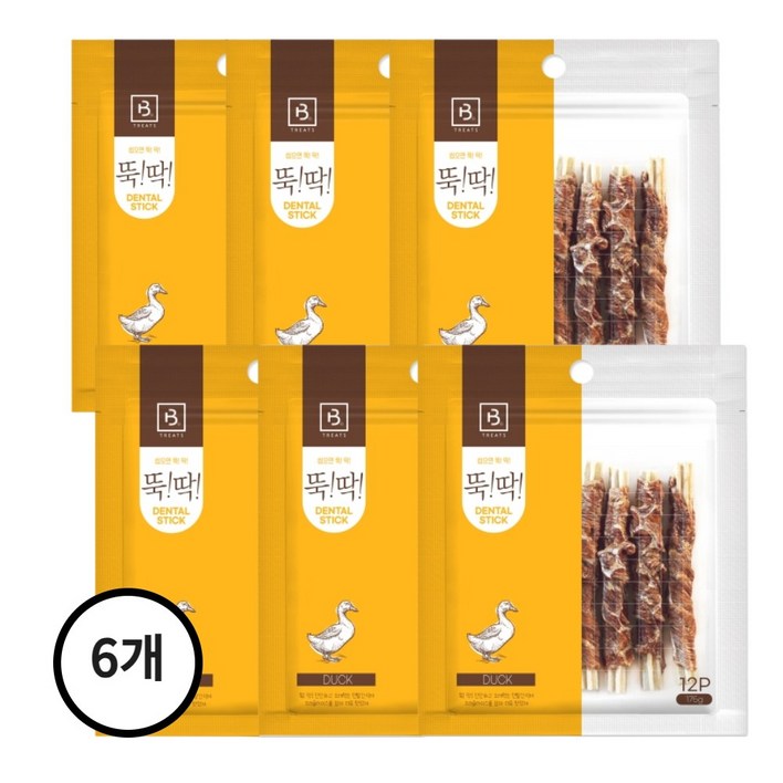 브리더랩 강아지 오래먹는 뚝딱 덴탈 스틱, 6개, 175g, 오리