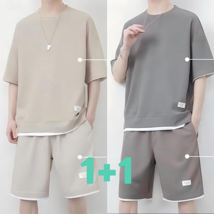Timepure 11 2종세트 남성 여름 와플 반팔 티셔츠 반바지 세트 데일리 편안한 빅사이즈 트레이닝복 상하세트 반팔티