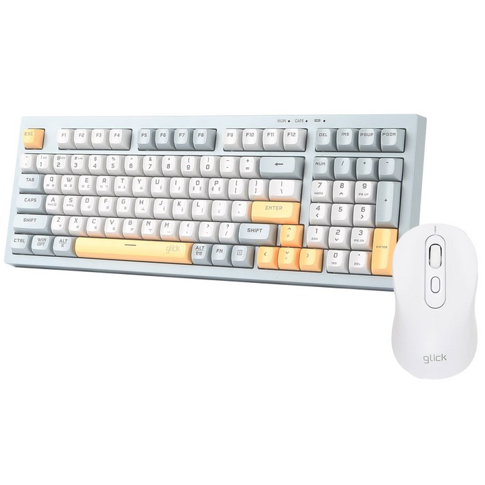 지클릭커 오피스프로 사일런스 유무선 블루투스 키보드 마우스 세트, 일반형, 네이비블루, WMK90 98키