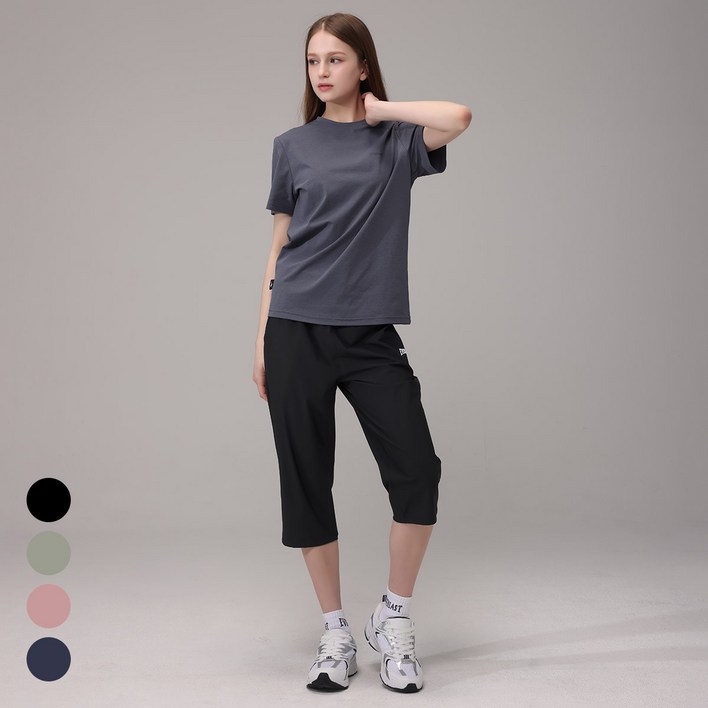 에버라스트 여성 7부 여름 바지 스트라이프 팬츠