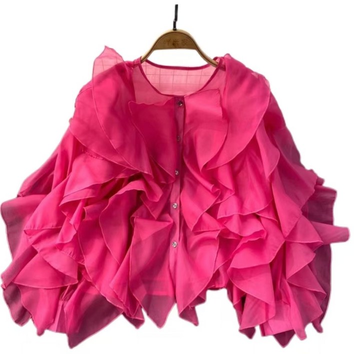 JoYouth  화려한 연보라색 블라우스 셔츠 여성 무대 공연 의상