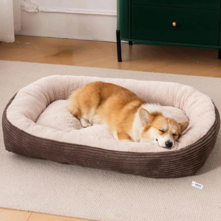 프리픽 통세탁 강아지 마약 방석 푹신한 쿠션 침대, 1개, 브라운