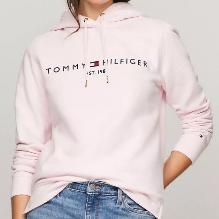 타미힐피거 여성 Tommy 로고 후드티 Lt Pink
