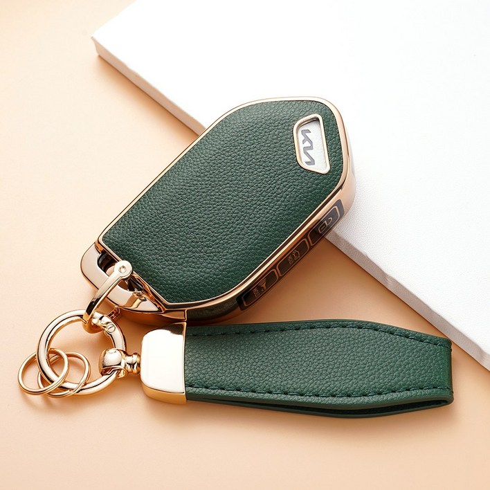 WonRay 호환 기아 가죽 키케이스 EV9 더 뉴 쏘렌토 7버튼 9버튼 더 뉴카니발 KA4 쏘렌토 MQ4, K7버튼민트그린, 1개