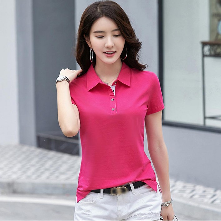 COOREENA 스마트나라 SS 009 여성티셔츠 반팔티 반소매 여성반소매 여성반팔 여성반팔티 여름티 무지티 브이넥티 스판티셔츠 면티 카라티 티 냉감티 쿨티셔츠