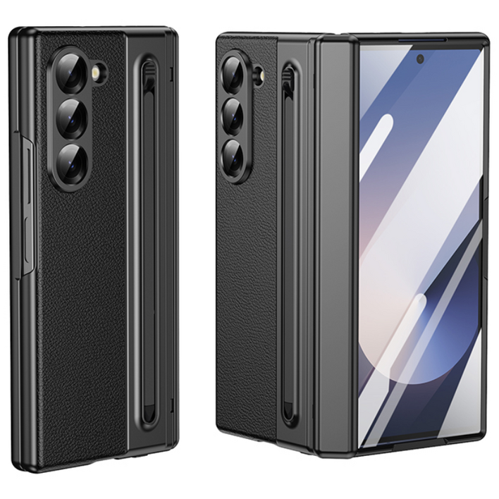 YINUO 갤럭시 Z 폴드3 4 5 6 7 힌지보호 가죽케이스with S펜