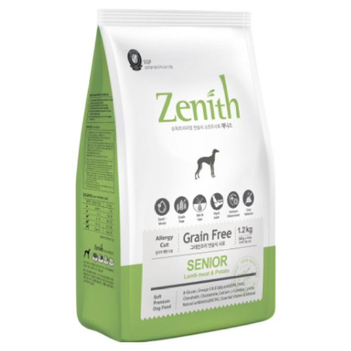 제니스 시니어 노령견용 1.2kg x 2개 습식 반건조 애견 강아지 사료, 2개, 1.2kg