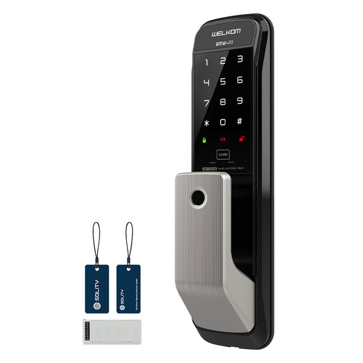 솔리티 웰콤 와이파이팩 무타공 푸시풀 지문인식 디지털손잡이 있음 도어락 WP-530B, WP-530B, 고객직접설치