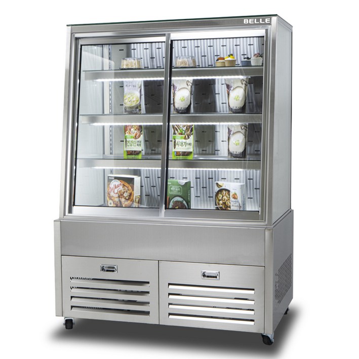 BELLE 프리미엄 쇼케이스 사선 앞문형 스테인리스 방문설치, JDF900S