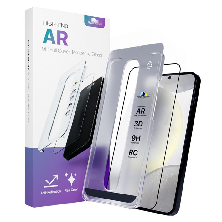 힐링쉴드 하이엔드 AR 고화질 강화유리필름 세트, 1개