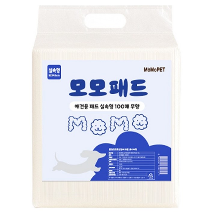 모모 강아지 실속형 배변패드 무향, 1개, 100개입
