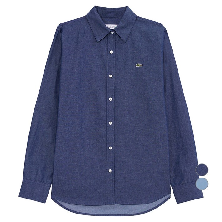 라코스테 여성용 레귤러핏 데님라이크 면 셔츠 CF137E-55N