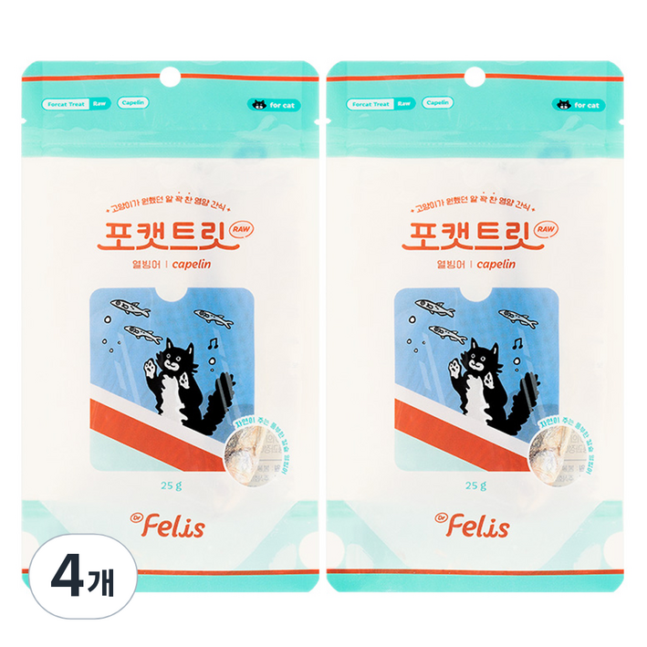 닥터펠리스 고양이 미야옹철 간식 포캣트릿 로우, 열빙어, 25g, 4개