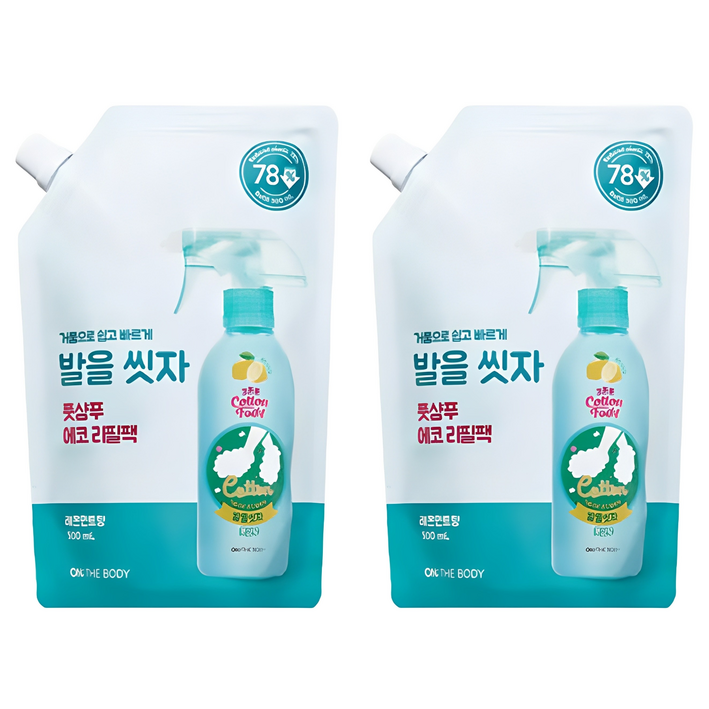 온더바디 코튼풋 발을 씻자 풋샴푸 레몬민트향 에코 리필팩