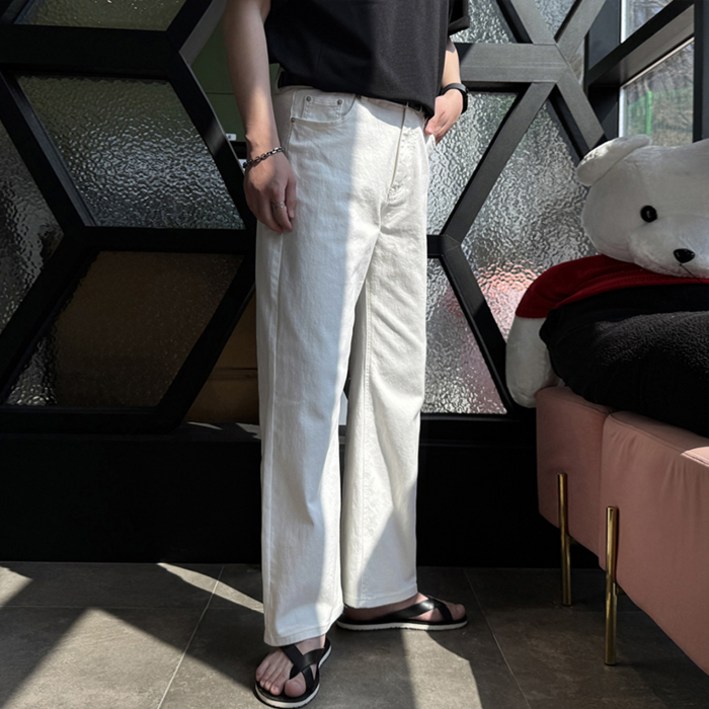 머시따 남성용 데일리 세미 와이드 데님 팬츠