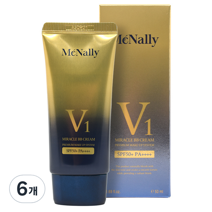 맥넬리 V1 미라클 비비 크림 SPF50 PA, 네추럴 베이지, 50ml, 6개