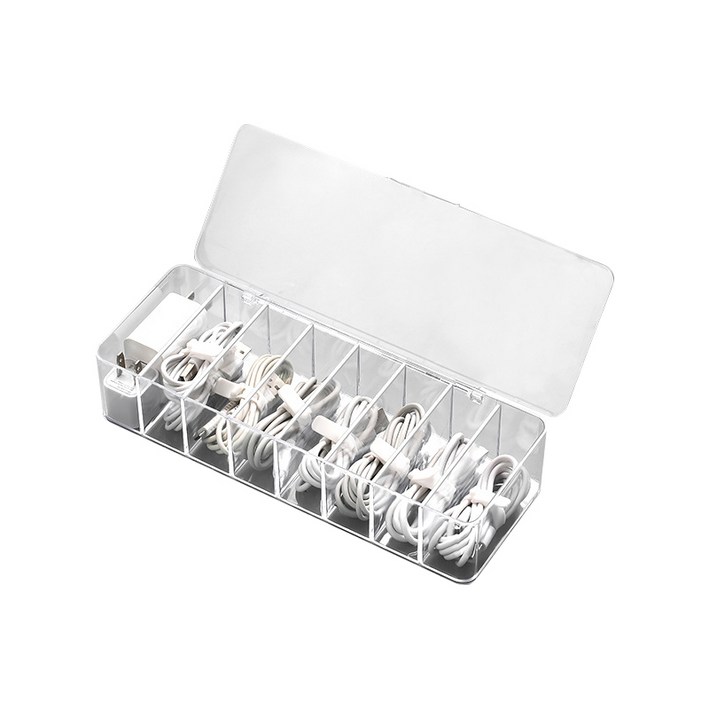 다용도 아크릴 이어폰 USB 케이블 정리함 뚜껑 O