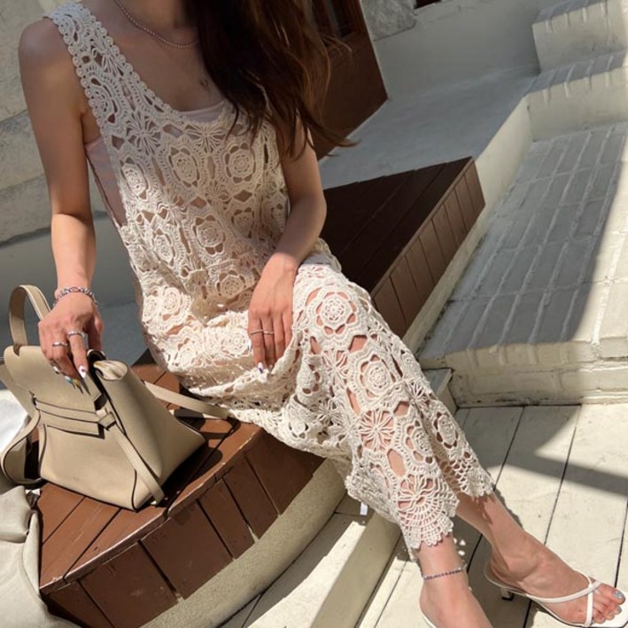 난닝구 브솔아 뜨개나시 롱 원피스