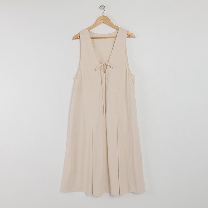 빼빼 여성용 브이넥 리본여밈 2WAY 뷔스티에 롱 원피스