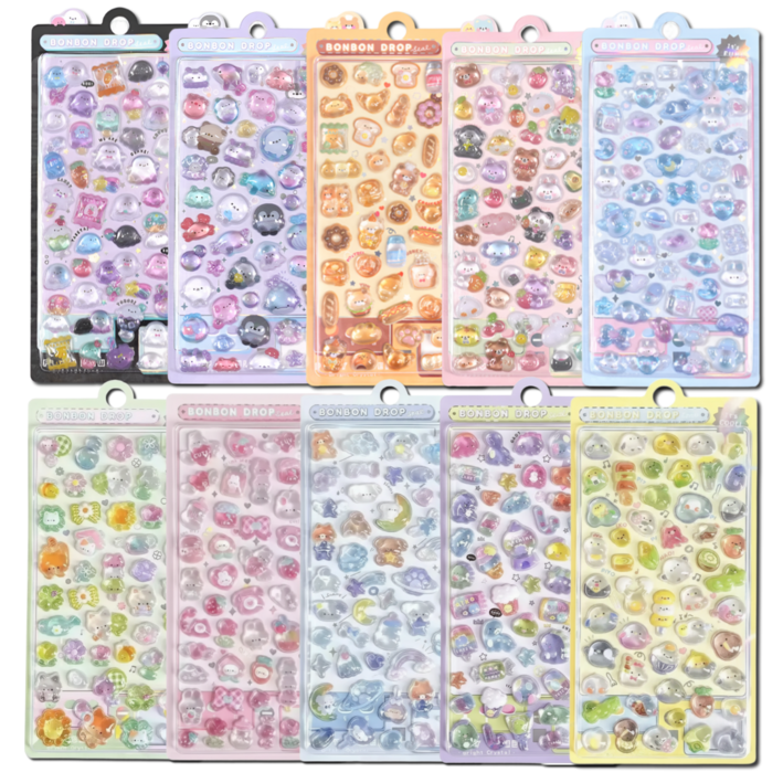 깔끔조아 3D 입체 다꾸 폰꾸 스티커, 10개, 혼합색상