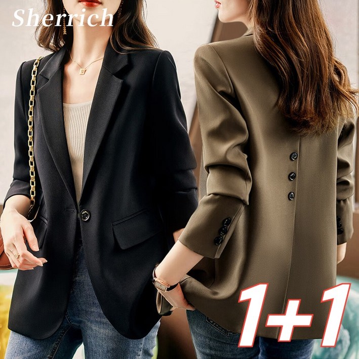 Sherrich 여성정장자켓 캐주얼 여성자켓 소매 심플 봄가을 Sherrich 여성정장자켓 캐주얼 여성자켓 소매 심플 봄가을