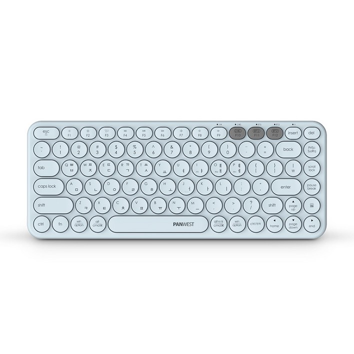 팬웨스트 멀티 페어링 2.4, BT3.0, BT5.0 블루투스 무선 텐키리스 키보드 + 키스킨, 스틸 블루, BK384