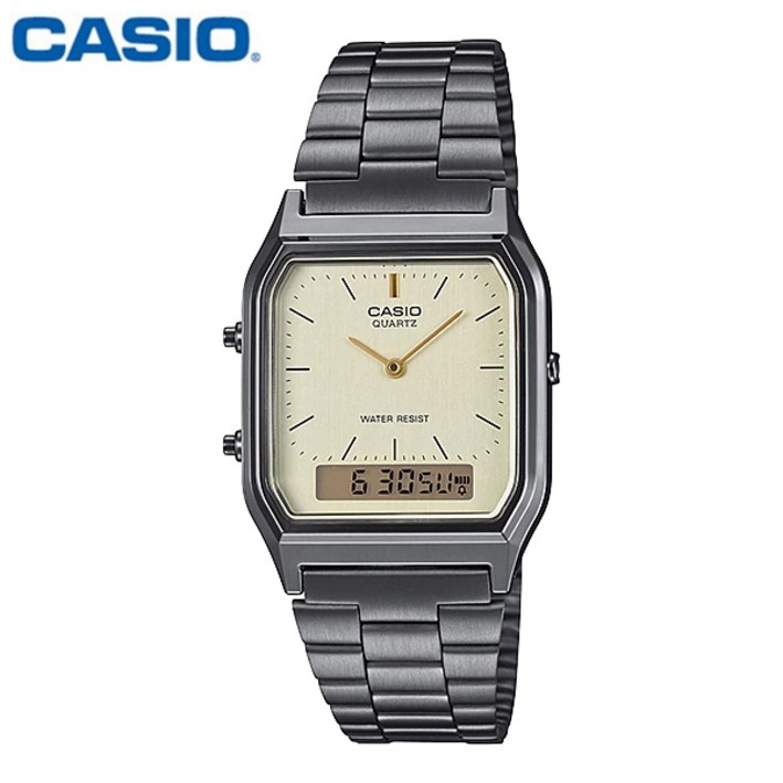 카시오 시계 AQ-230GG-9A 손목시계 남녀공용 메탈밴드 듀얼타임 CASIO 정품