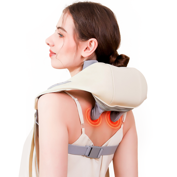 Ryusei 목어깨 마사지기 무선 마사지 안마기 다용도 저소음 2단온도 온열 3단 안마 사무실용 차량용 전동 마사지기 JHC140, 화이트