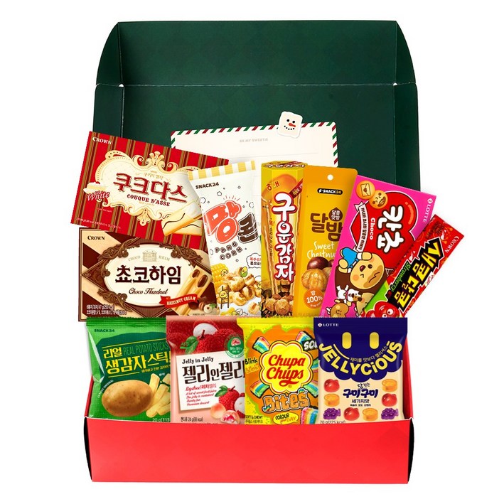 Dear You 해피 구디백 유치원 어린이집 스낵박스 과자선물세트, 1세트, 11p