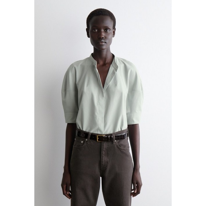 퍼프 슬리브 코튼 블라우스